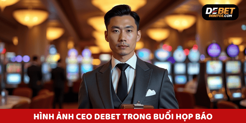 Hình ảnh CEO Debet trong buổi ra mắt sản phẩm mới tại sự kiện công nghệ cá cược.