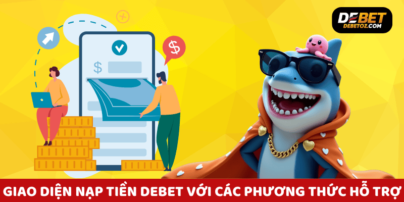Giao diện nạp tiền Debet với các phương thức hỗ trợ phổ biến